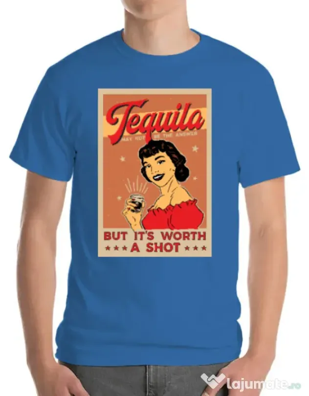Tricou ADLER barbat Worth a shot Albastru azuriu