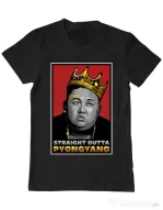Tricou ADLER barbat Straight outta Pyongyang Negru