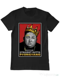 Tricou ADLER barbat Straight outta Pyongyang Negru