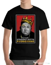 Tricou ADLER barbat Straight outta Pyongyang Negru 