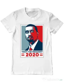 Tricou ADLER barbat Yezzy for president Alb