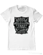 Tricou ADLER barbat Hustle for that muscle Alb