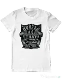 Tricou ADLER barbat Hustle for that muscle Alb