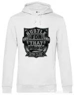 Hoodie barbat cu gluga Hustle for that muscle Alb