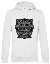 Hoodie barbat cu gluga Hustle for that muscle Alb
