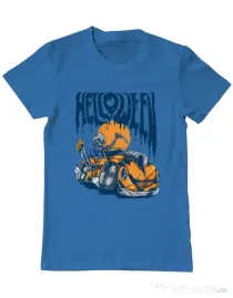 Tricou ADLER barbat Hello ween Albastru azuriu