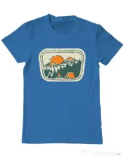 Tricou ADLER barbat Camping badge Albastru azuriu 