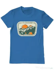 Tricou ADLER barbat Camping badge Albastru azuriu