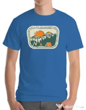 Tricou ADLER barbat Camping badge Albastru azuriu 