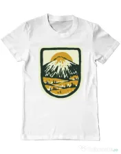 Tricou ADLER barbat Hand drawn mountains Alb 