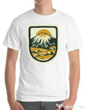 Tricou ADLER barbat Hand drawn mountains Alb 
