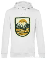 Hoodie barbat cu gluga Hand drawn mountains Alb