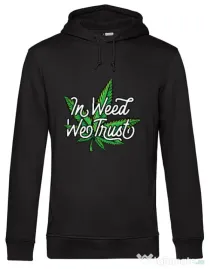 Hoodie barbat cu gluga In weed we trust Negru