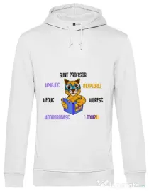 Hoodie barbat cu gluga Sacoșa profesor Alb
