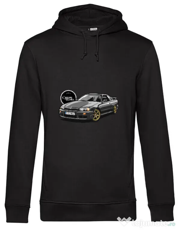 Hoodie barbat cu gluga R34 GTT Negru
