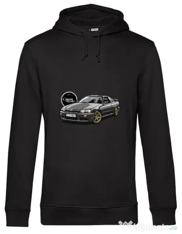 Hoodie barbat cu gluga R34 GTT Negru