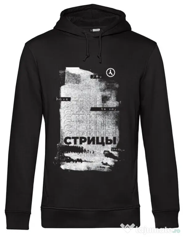 Hoodie barbat cu gluga Russian Goodbye Negru