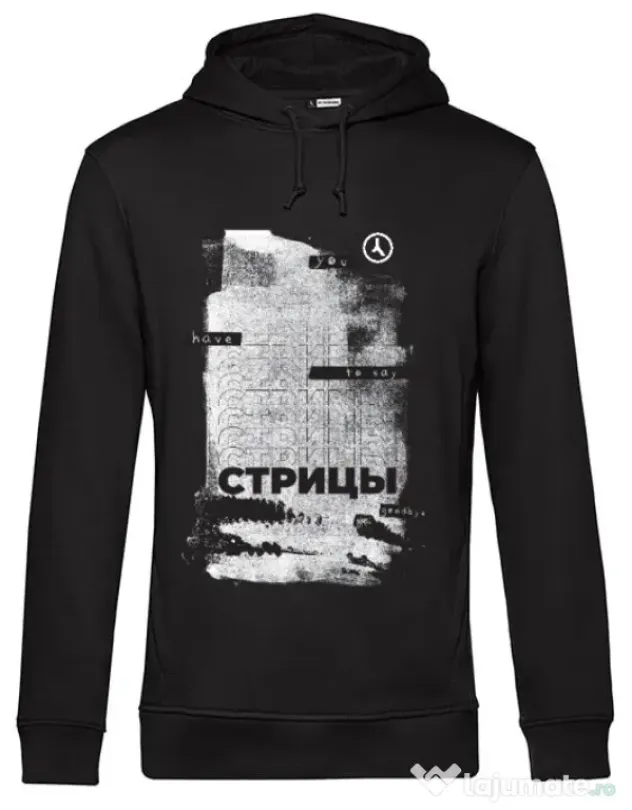 Hoodie barbat cu gluga Russian Goodbye Negru
