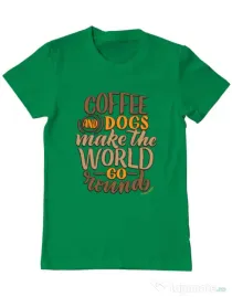 Tricou personalizat barbat Coffee and dogs Verde mediu