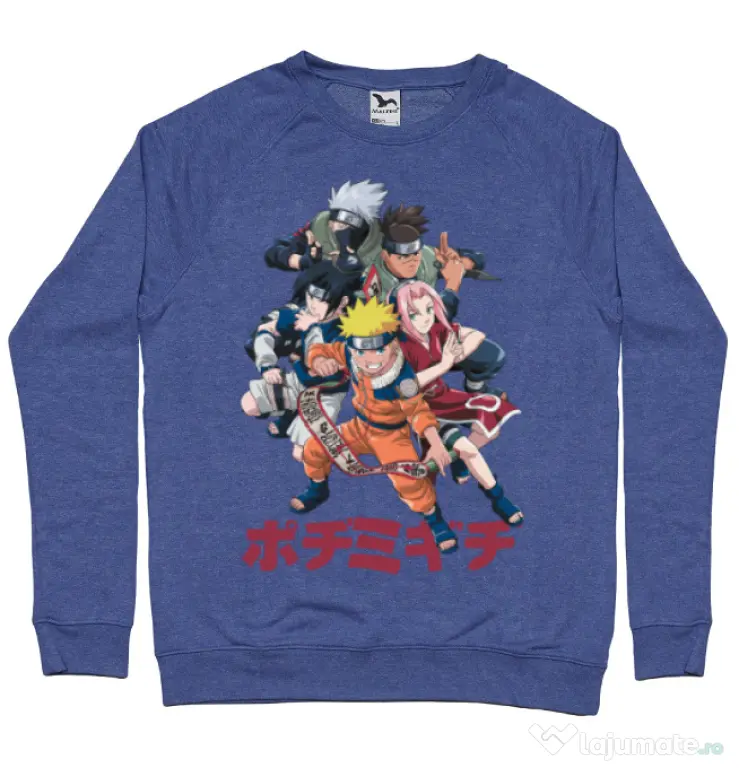 Bluza personalizata barbat Naruto Ninja Team Albastru melanj