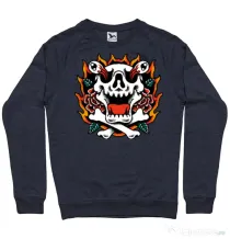 Bluza personalizata barbat Death and Flower Denim inchis