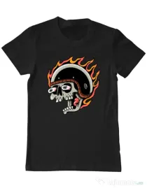 Tricou personalizat barbat Skull Biker Negru