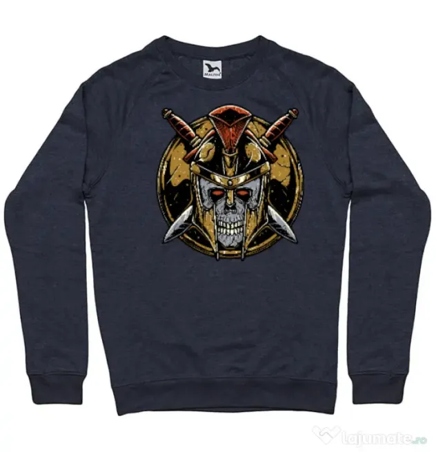 Bluza personalizata barbat Skull Spartan Denim inchis