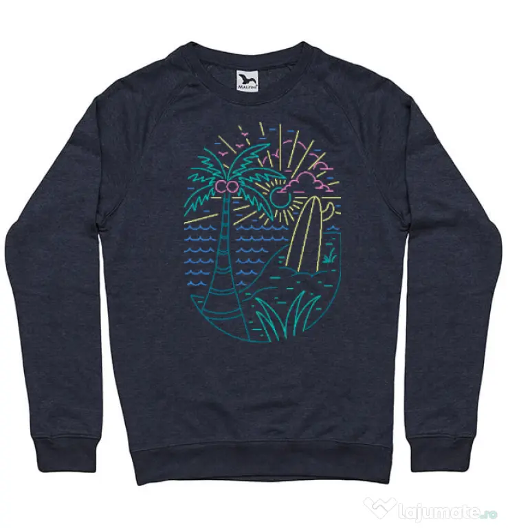 Bluza personalizata barbat Beach Neon Denim inchis