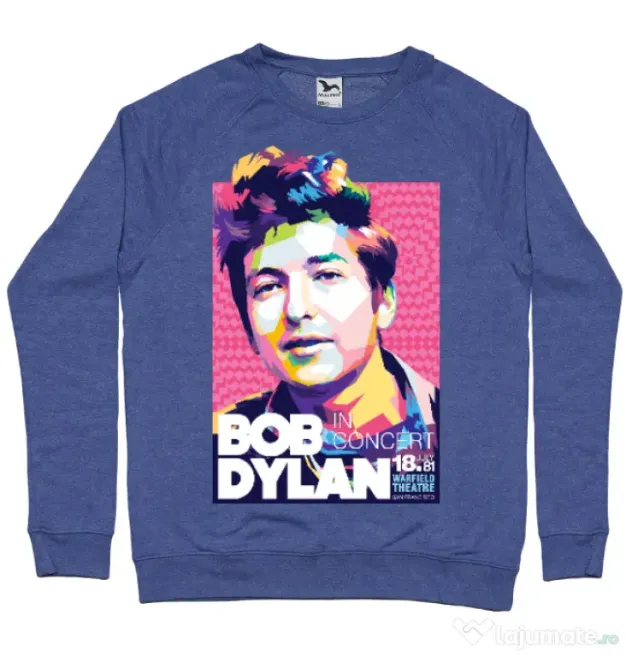 Bluza personalizata barbat Bob Dylan Albastru melanj