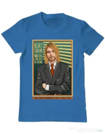 Tricou personalizat barbat Kurt Cobain Albastru azuriu