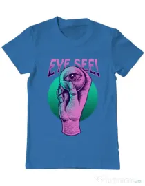Tricou personalizat barbat EYE SEE Albastru azuriu