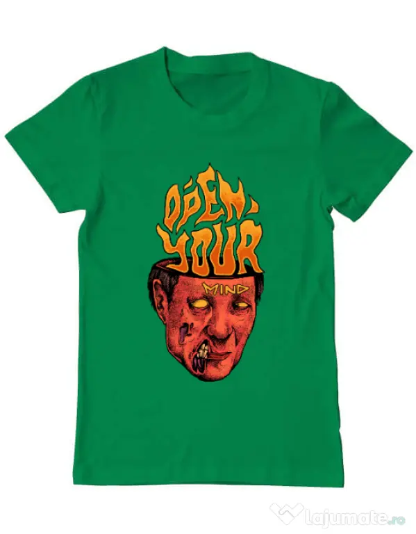 Tricou personalizat barbat OPEN YOUR MIND Verde mediu