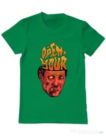 Tricou personalizat barbat OPEN YOUR MIND Verde mediu