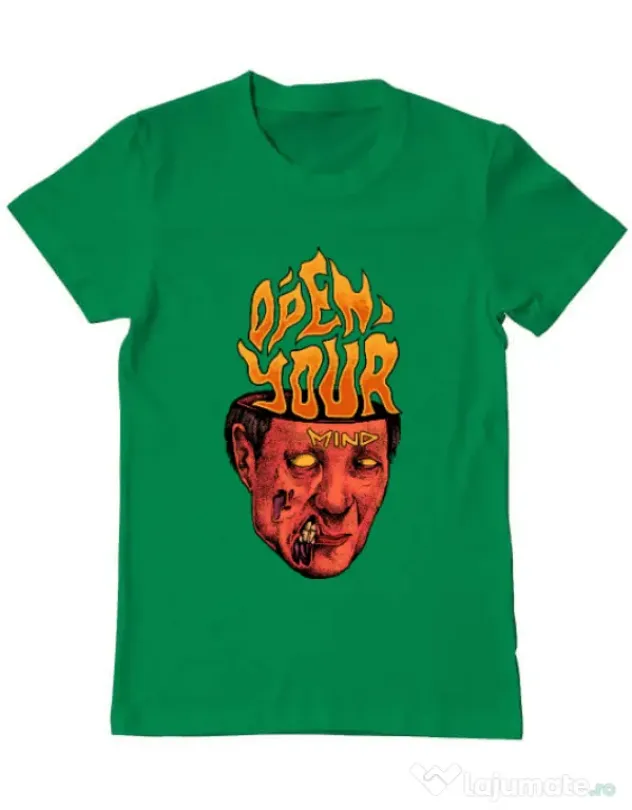 Tricou personalizat barbat OPEN YOUR MIND Verde mediu