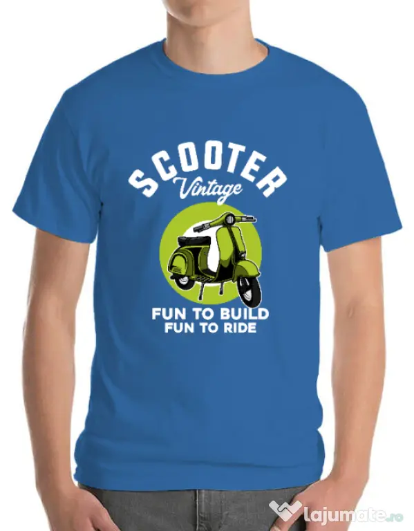 Tricou personalizat barbat SCOOTER VINTAGE Albastru azuriu