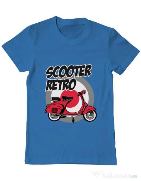 Tricou personalizat barbat SCOOTER RETRO RED COLOR Albastru azuriu