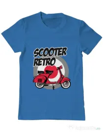 Tricou personalizat barbat SCOOTER RETRO RED COLOR Albastru azuriu