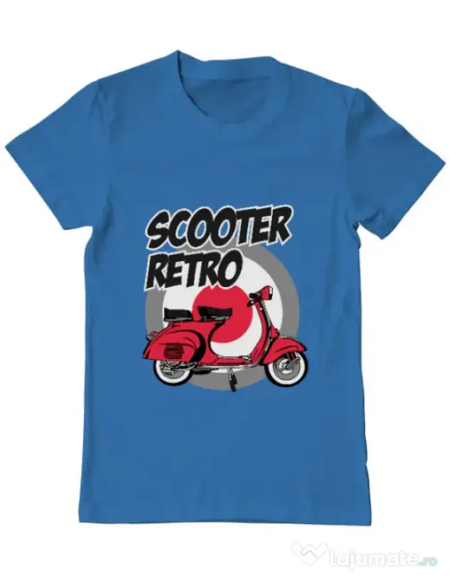 Tricou personalizat barbat SCOOTER RETRO RED COLOR Albastru azuriu