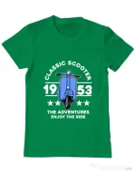 Tricou personalizat barbat CLASSIC SCOOTER ADVENTURES Verde mediu