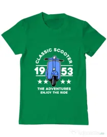 Tricou personalizat barbat CLASSIC SCOOTER ADVENTURES Verde mediu