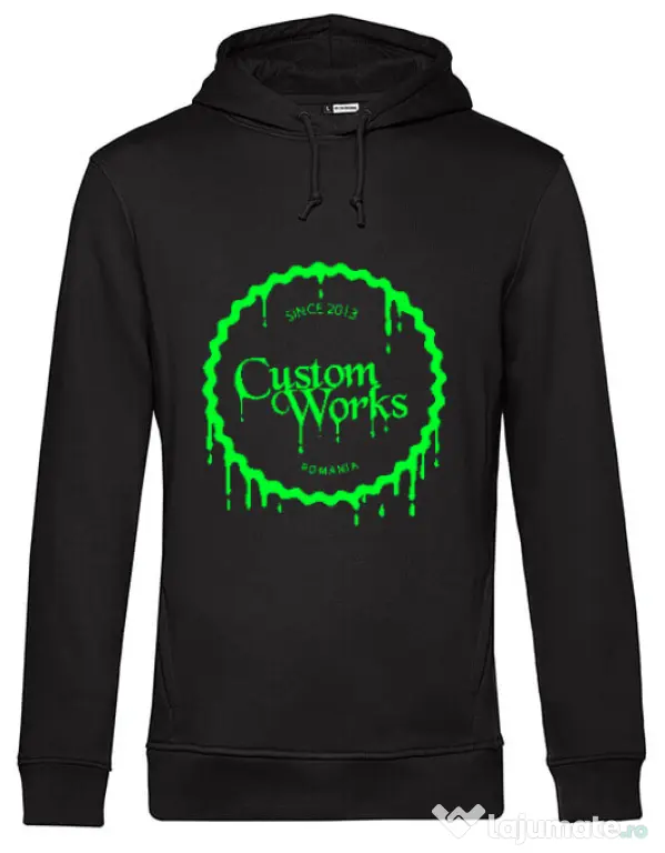 Hanorac barbat cu gluga CW Logo Neon Green Negru