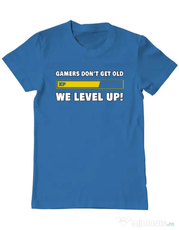 Tricou personalizat barbat Gamers don\'t get old - We level up Albastru azuriu