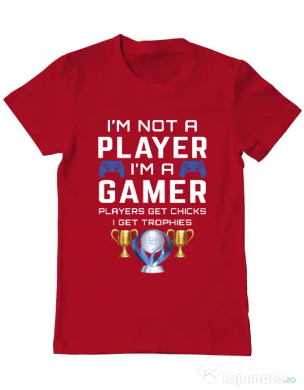 Tricou personalizat barbat Gamer Not Player - Playstation trophies Rosu