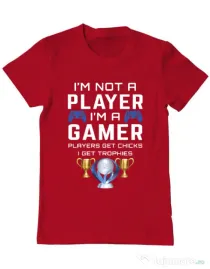 Tricou personalizat barbat Gamer Not Player - Playstation trophies Rosu