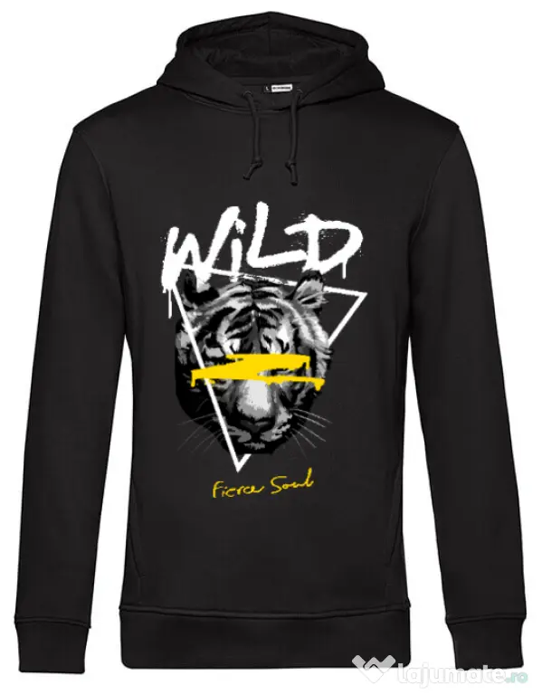Hanorac barbat cu gluga Wild Fierce Soul Negru