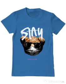Tricou personalizat barbat Stay awesome Albastru azuriu