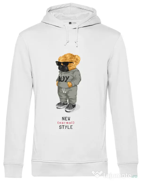 Hanorac barbat cu gluga New normal style Alb