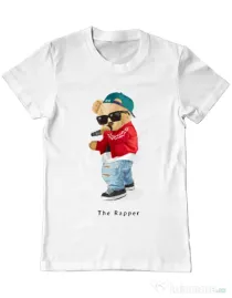 Tricou personalizat barbat Bear Rapper Alb