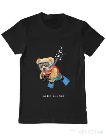 Tricou personalizat barbat Bear Snorkeling Negru