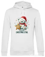 Hanorac barbat cu gluga Bear christmas star Alb